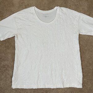 Pure Jill Shirt Womens L White Organic Cotton Embroidered Kantha Stitch India